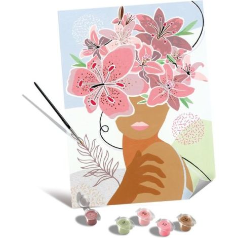 Ravensburger - Pictura pe numere Tablou Canvas femeie cu flori in cap - imagine 6